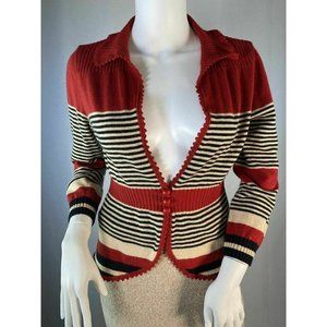 Moschino Cheap and Chic Red Striped Cardigan Sweat